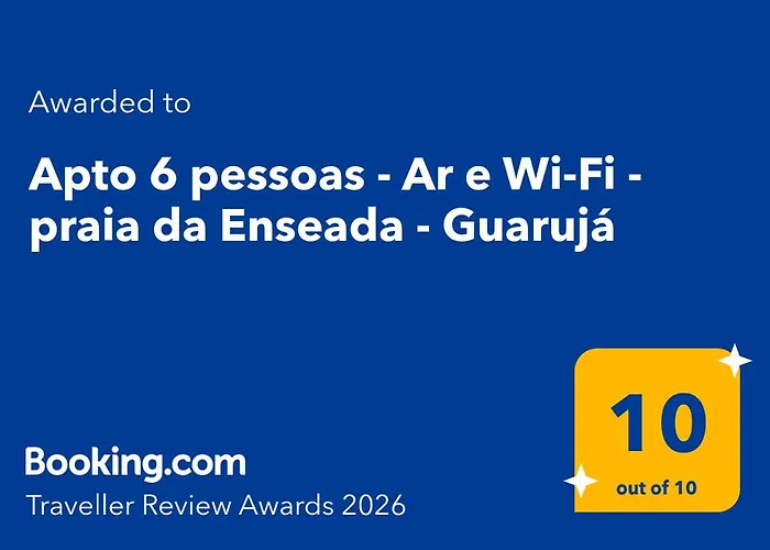 Apto 6 pessoas - Ar e Wi-Fi - praia da Enseada - Guarujá